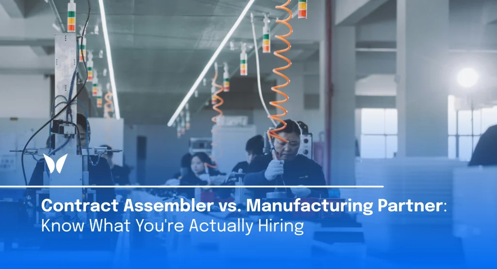 Workers assembling components on a factory production line, illustrating contract assembly and manufacturing execution